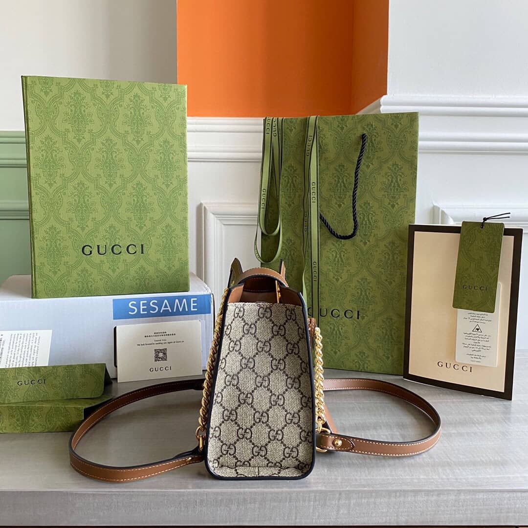 Gucci Padlock Small GG Supreme Canvas Shoulder Bag Replica Brown 498156