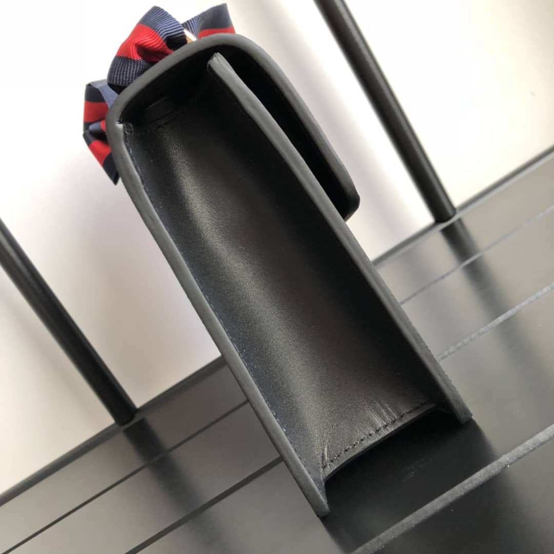 Gucci Sylvie Small Leather Shoulder Bag Replica Black 421882