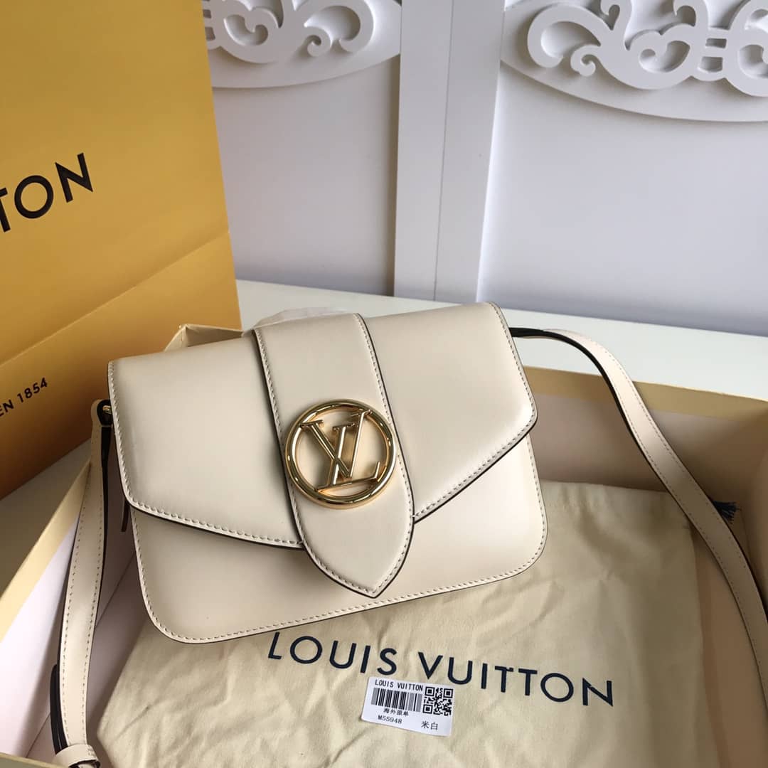 Louis Vuitton Pont9 Neuf Leather Replica Shoulder Bag White M55948