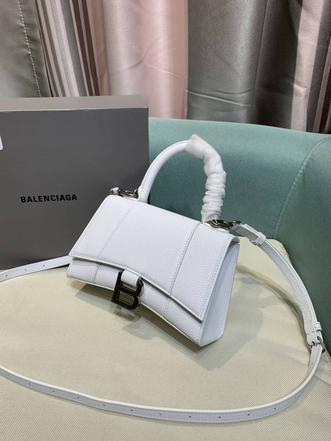 Balenciaga Hourglass Leather Top Handle Replica Bag