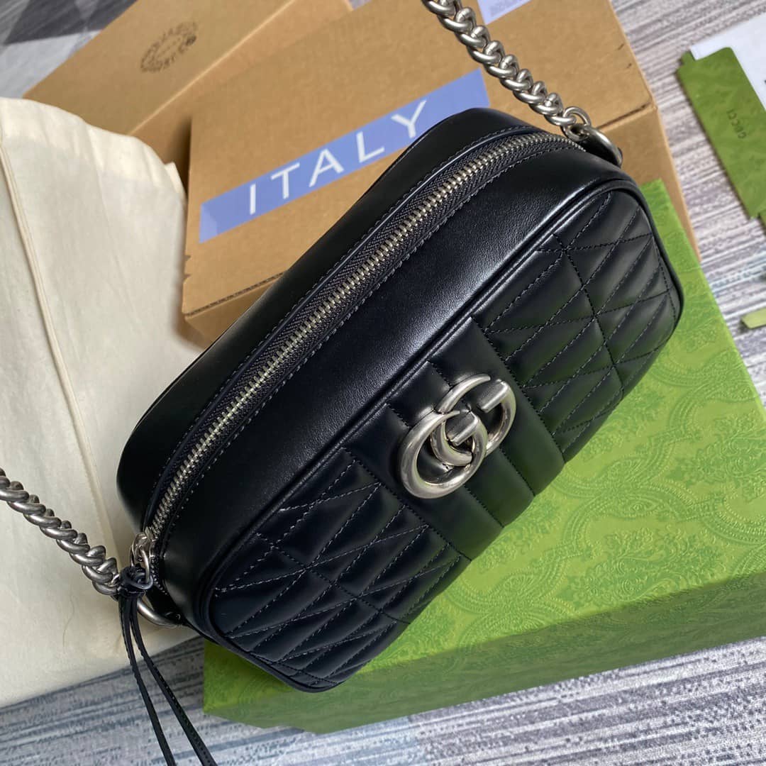 Gucci GG Marmont Small Shoulder Handbag Camera Bag Replica Black 447632