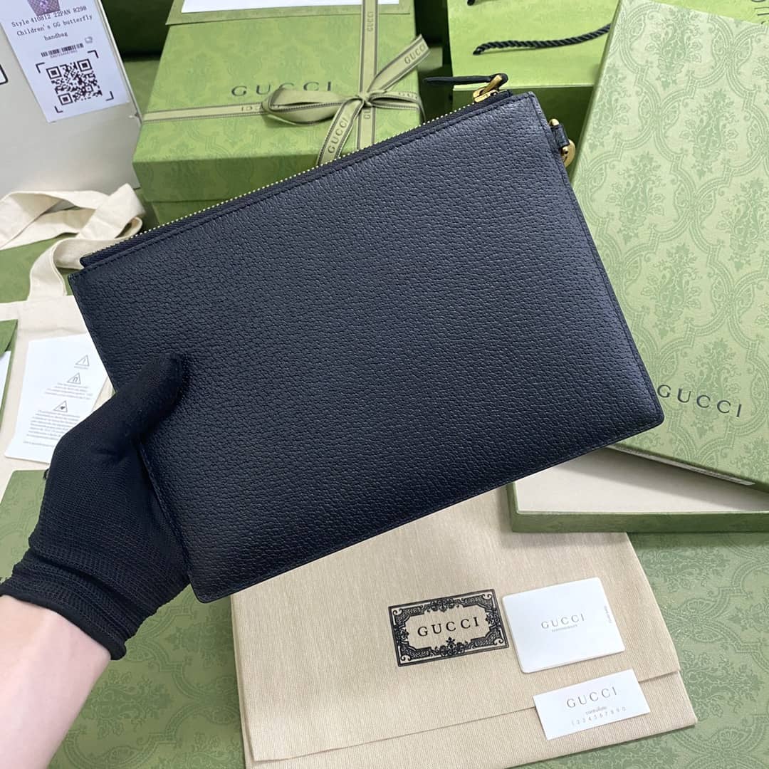 Gucci GG Marmont Black Leather Pouch Replica 658562