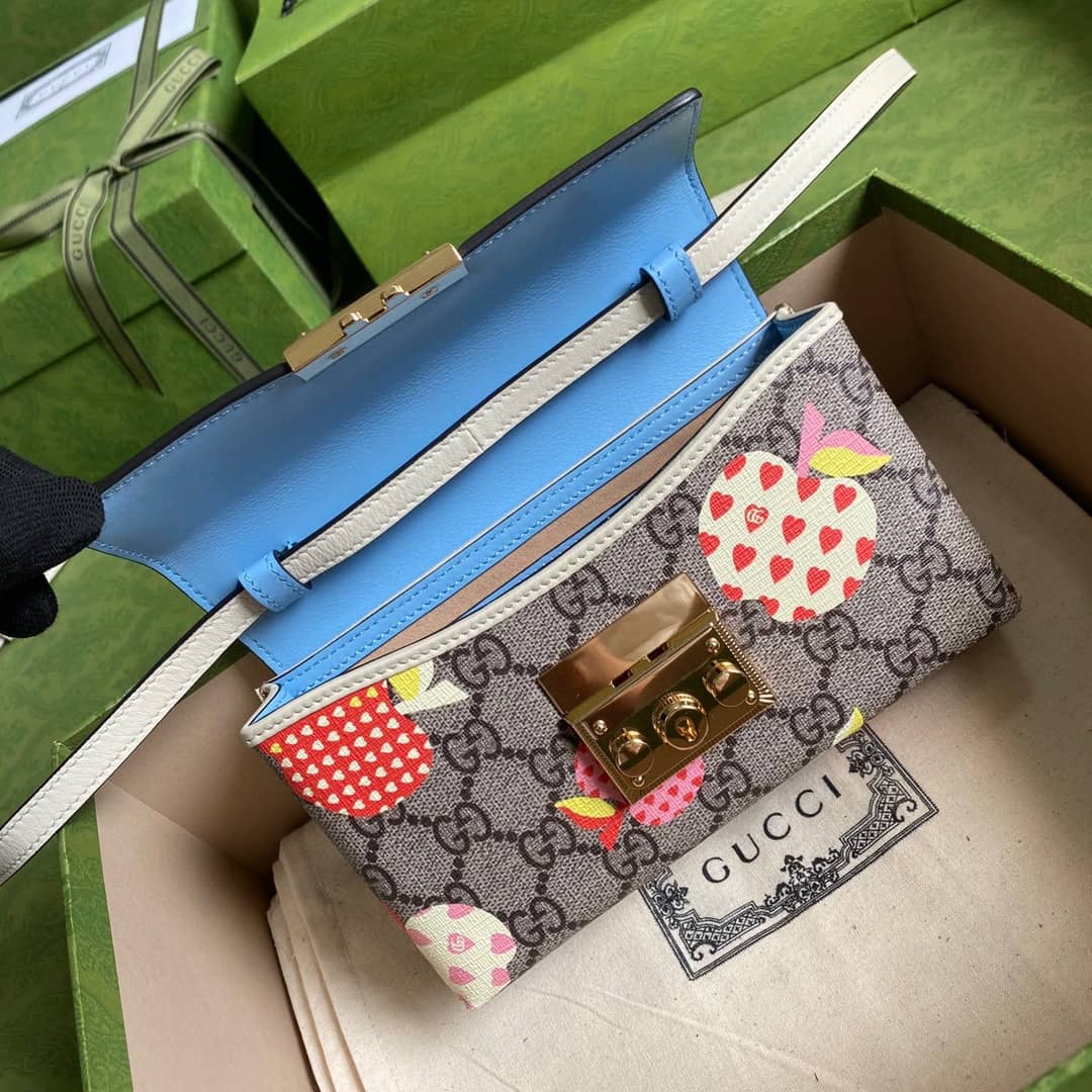 Gucci GG Supreme Canvas Padlock Mini Shoulder Bag Replica Blue 652683