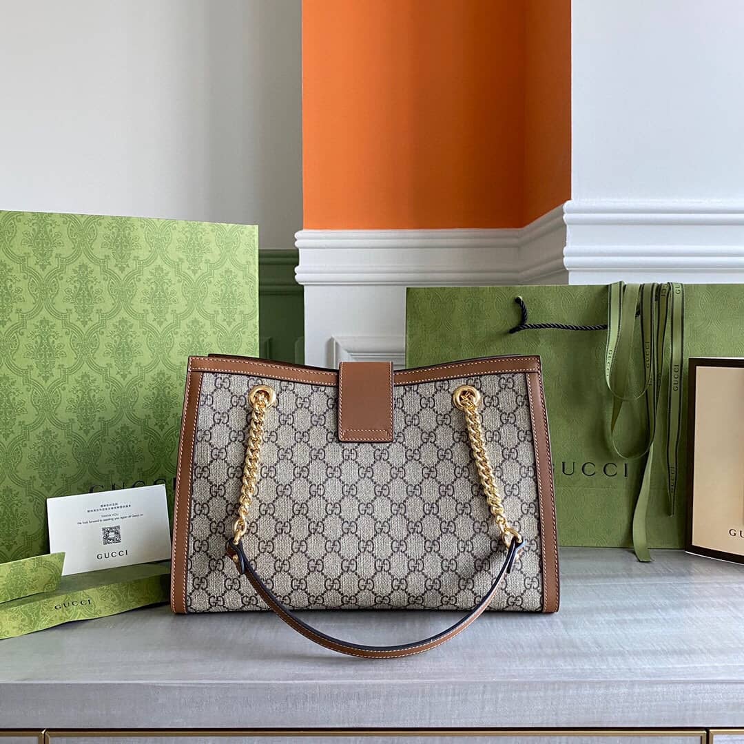 Gucci Padlock Medium GG Supreme Shoulder Bag Replica Gray Brown 479197