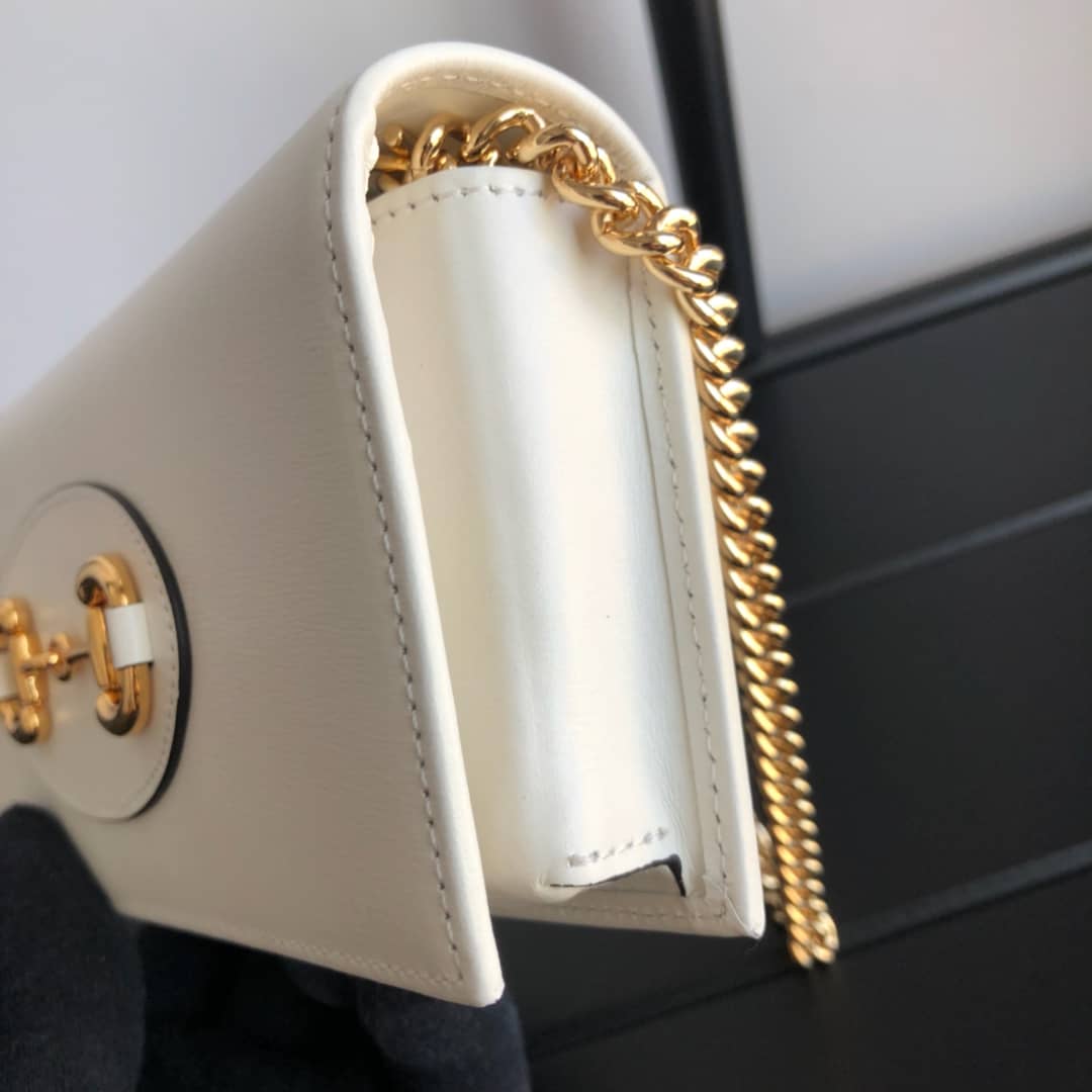 Gucci GG Supreme Horsebit 1955 Chain Wallet Replica White 621892