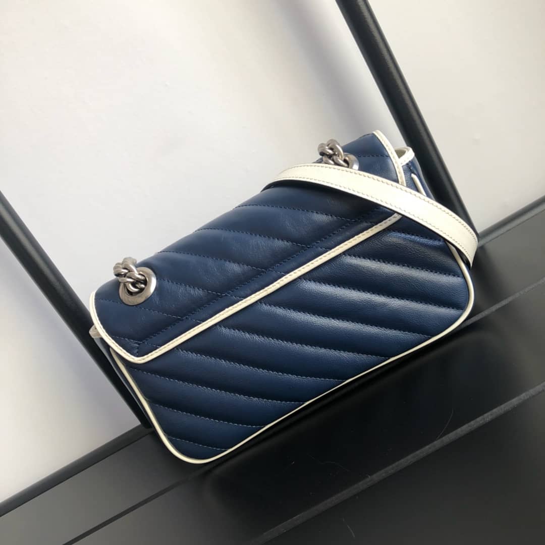 Gucci GG Marmont Mini Matelasse Shoulder Bag Replica Blue 446744