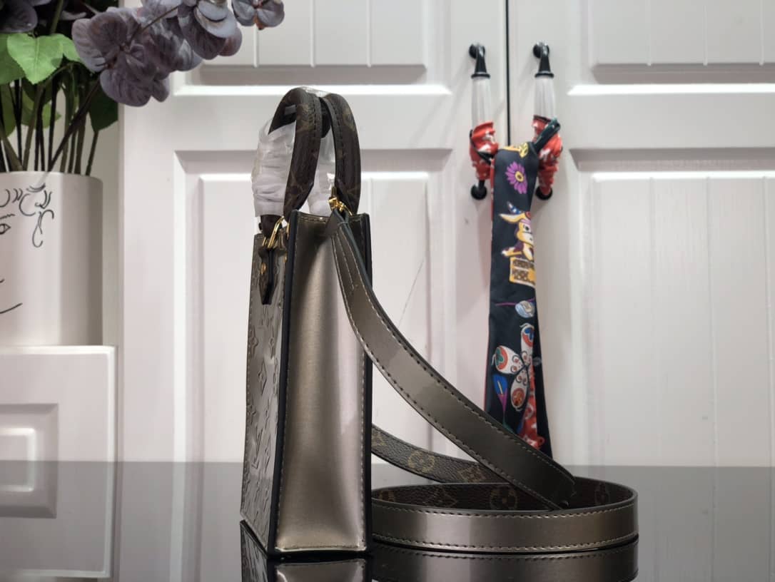 Louis Vuitton Petit Sac Plat Flat Shoulder Bag Replica Gray M80169