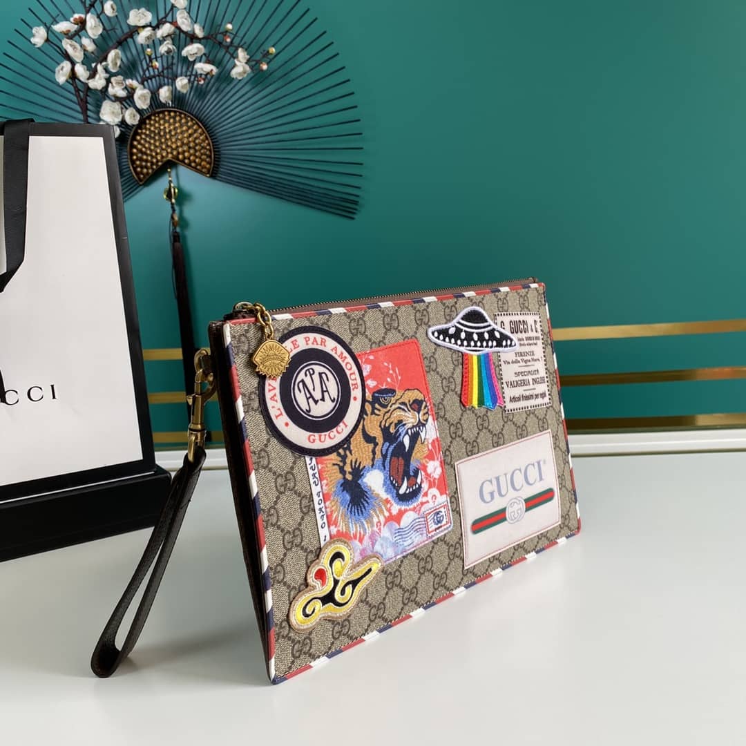 Gucci GG Supreme Monogram Courrier Zip Pouch Replica 473915