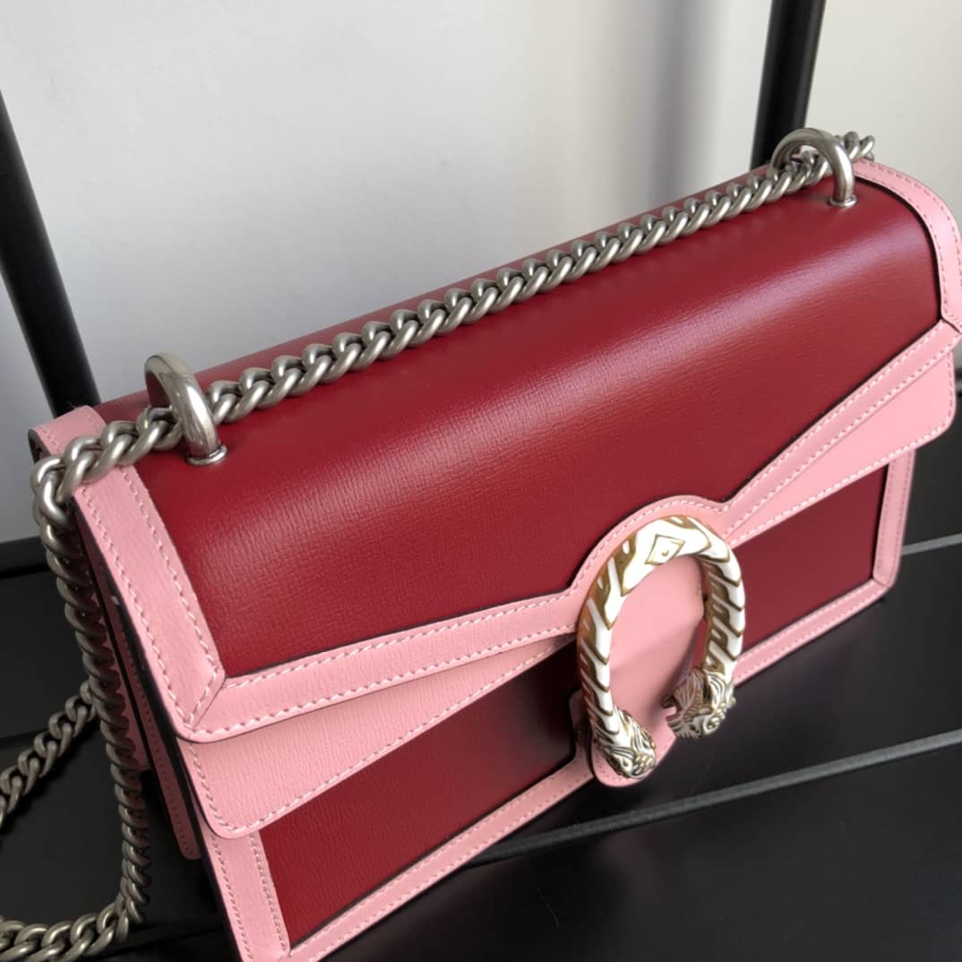 Gucci Dionysus Dupe GG Supreme Dionysus Chain Shoulder Bag Replica Red 400249