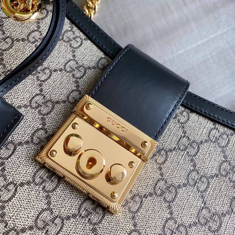 Gucci Padlock Medium GG Supreme Shoulder Bag Replica Gray Black 479197