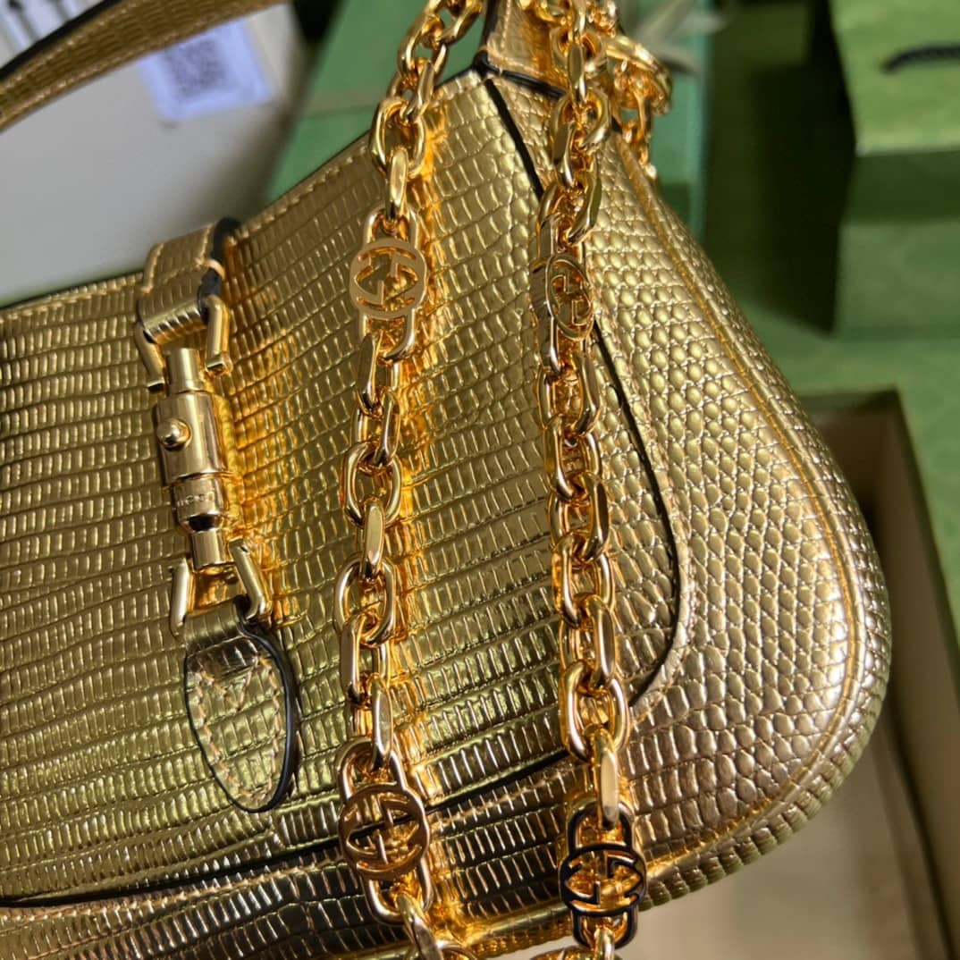 Gucci Jackie 1961 Mini Shoulder Bag Gold Leather 675799 Replica