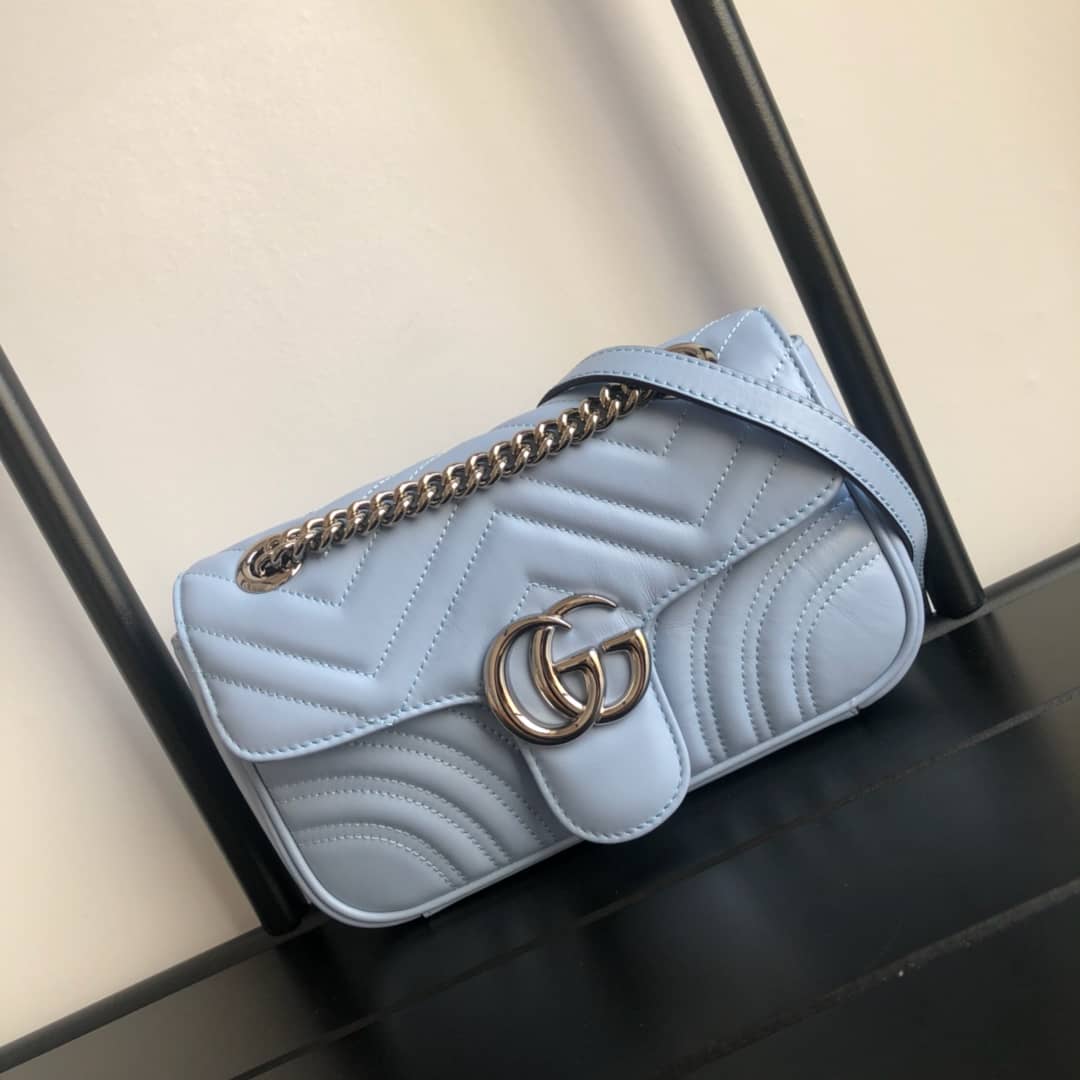 Gucci GG Marmont Mini Matelasse Shoulder Bag Replica Blue 446744
