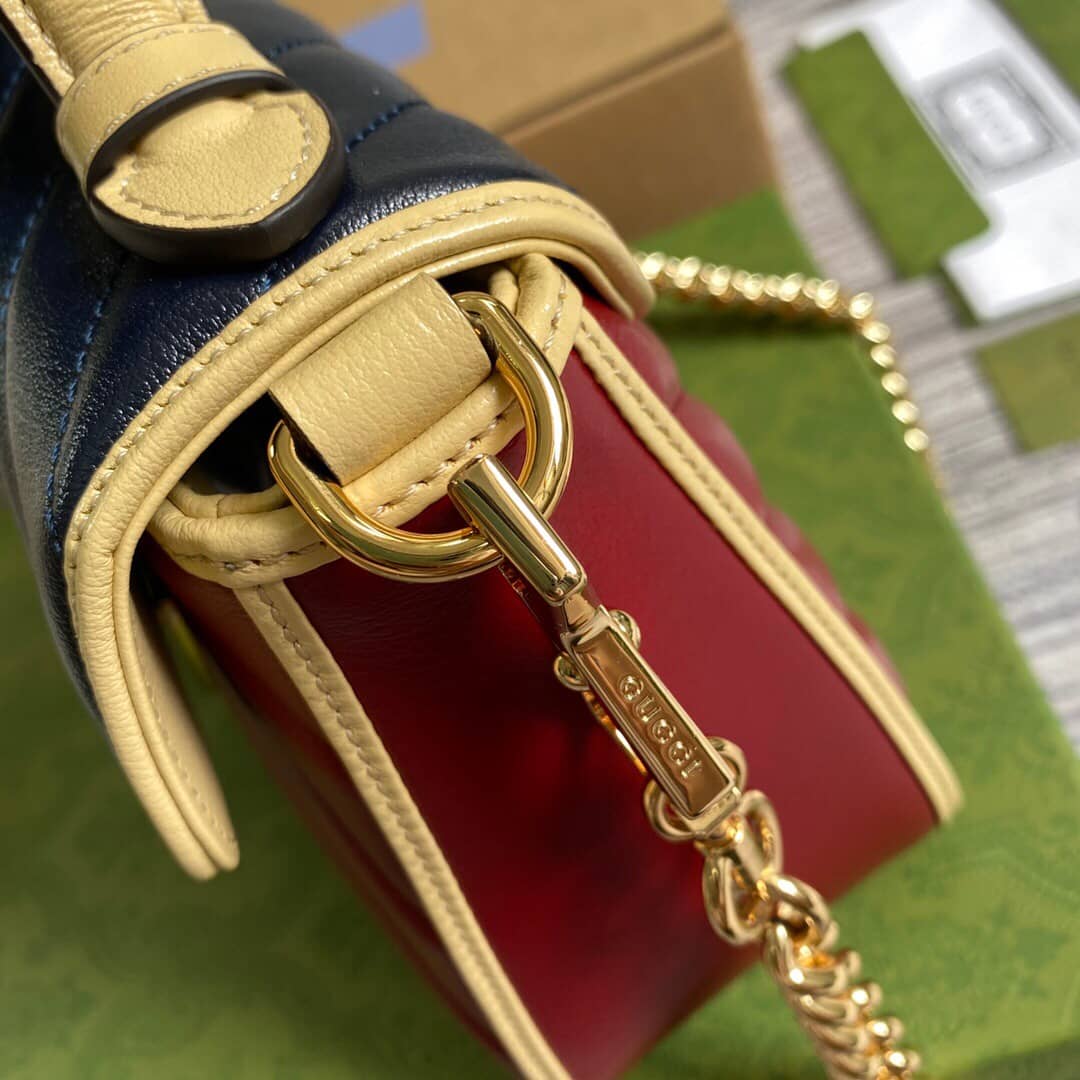 Gucci GG Marmont Mini Top Handle Bag Replica Red Blue 583571