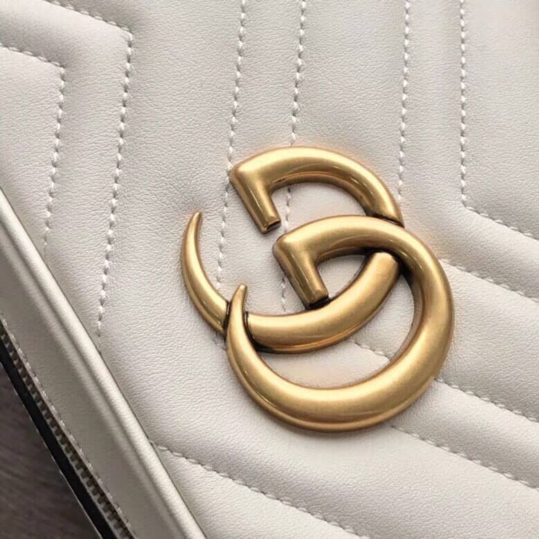 Gucci Handbag Dupes GG Marmont Small Shoulder Handbag Camera Bag Replica White 447632