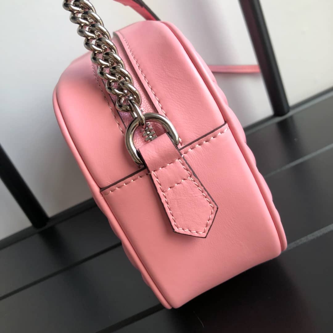 Gucci Handbag Dupes GG Marmont Small Shoulder Handbag Camera Bag Replica Pink 447632
