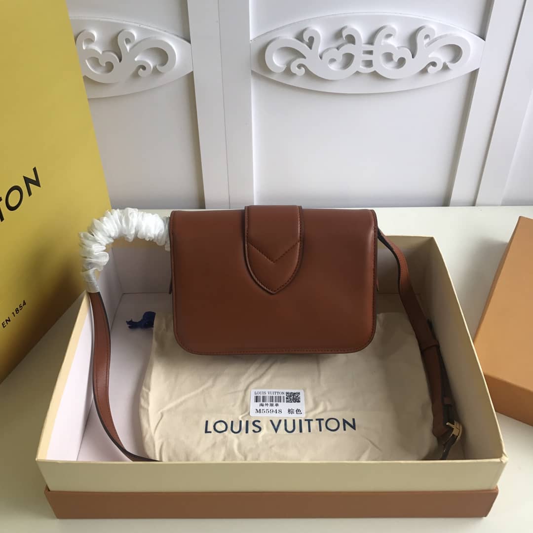 Louis Vuitton Pont9 Neuf Leather Replica Shoulder Bag Brown M55948