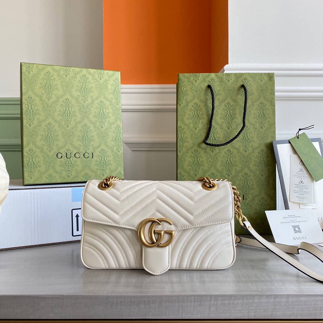 Gucci GG Marmont Matelasse Shoulder Bag Replica White 443497