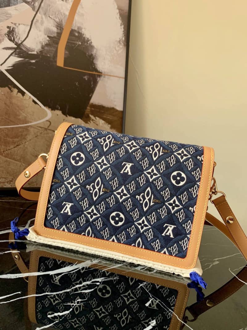 Louis Vuitton Since 1854 Jacquard Pattern Dauphine MM Replica Shoulder Bag Blue M57211