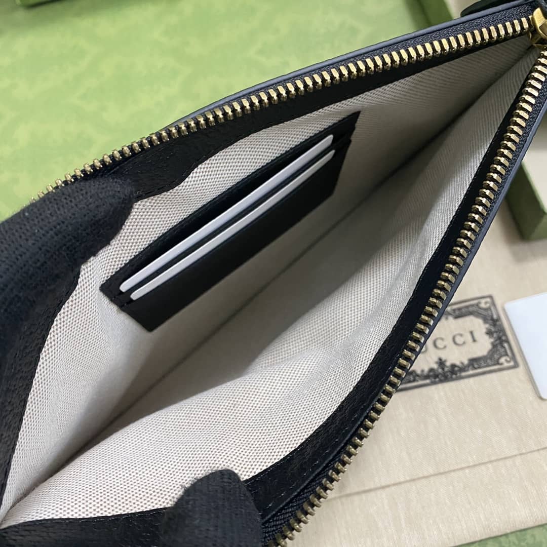 Gucci GG Marmont Black Leather Pouch Replica 658562