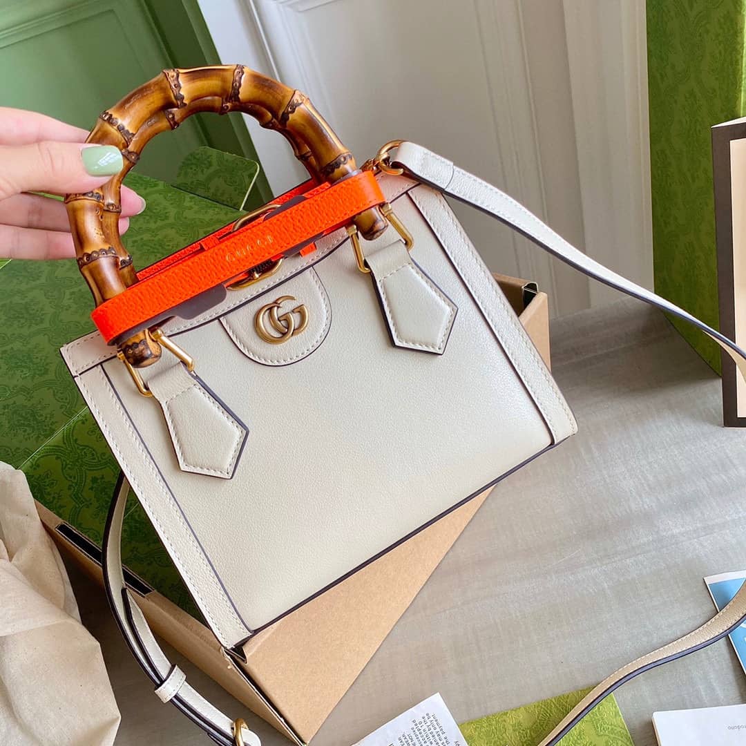 Gucci Diana Mini Bamboo Tote Bag Replica White 655661