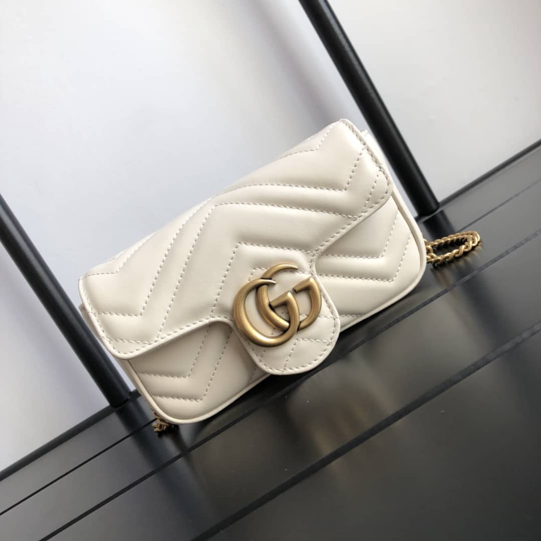 Gucci GG Marmont Matelasse Leather Mini Shoulder Bag Replica White 476433