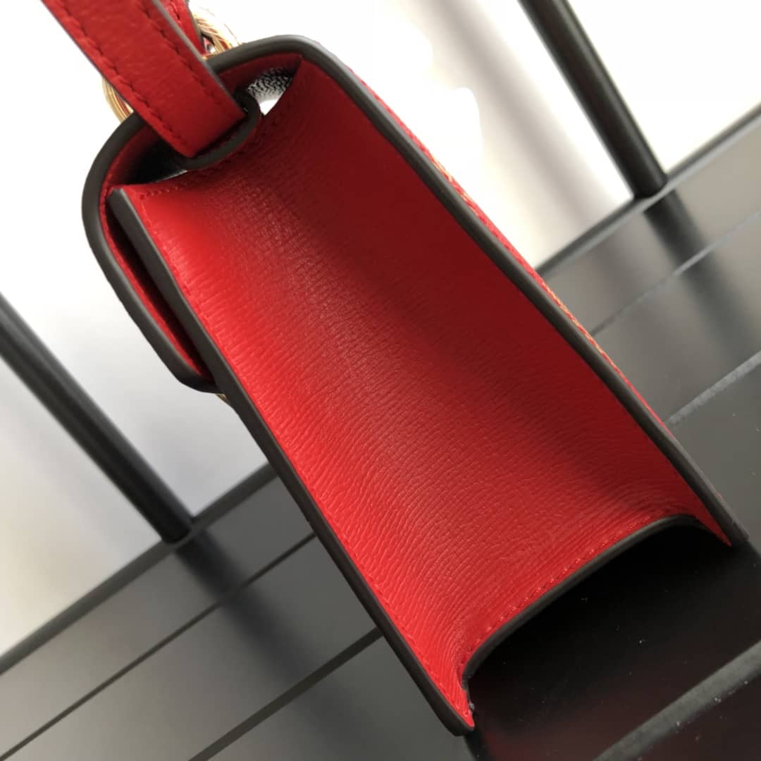 Gucci Sylvie Leather Mini Shoulder Bag Replica White Red 470270