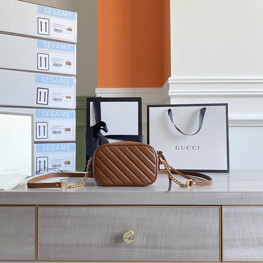 Gucci GG Marmont Matelassé Mini Bag Replica Brown 448065