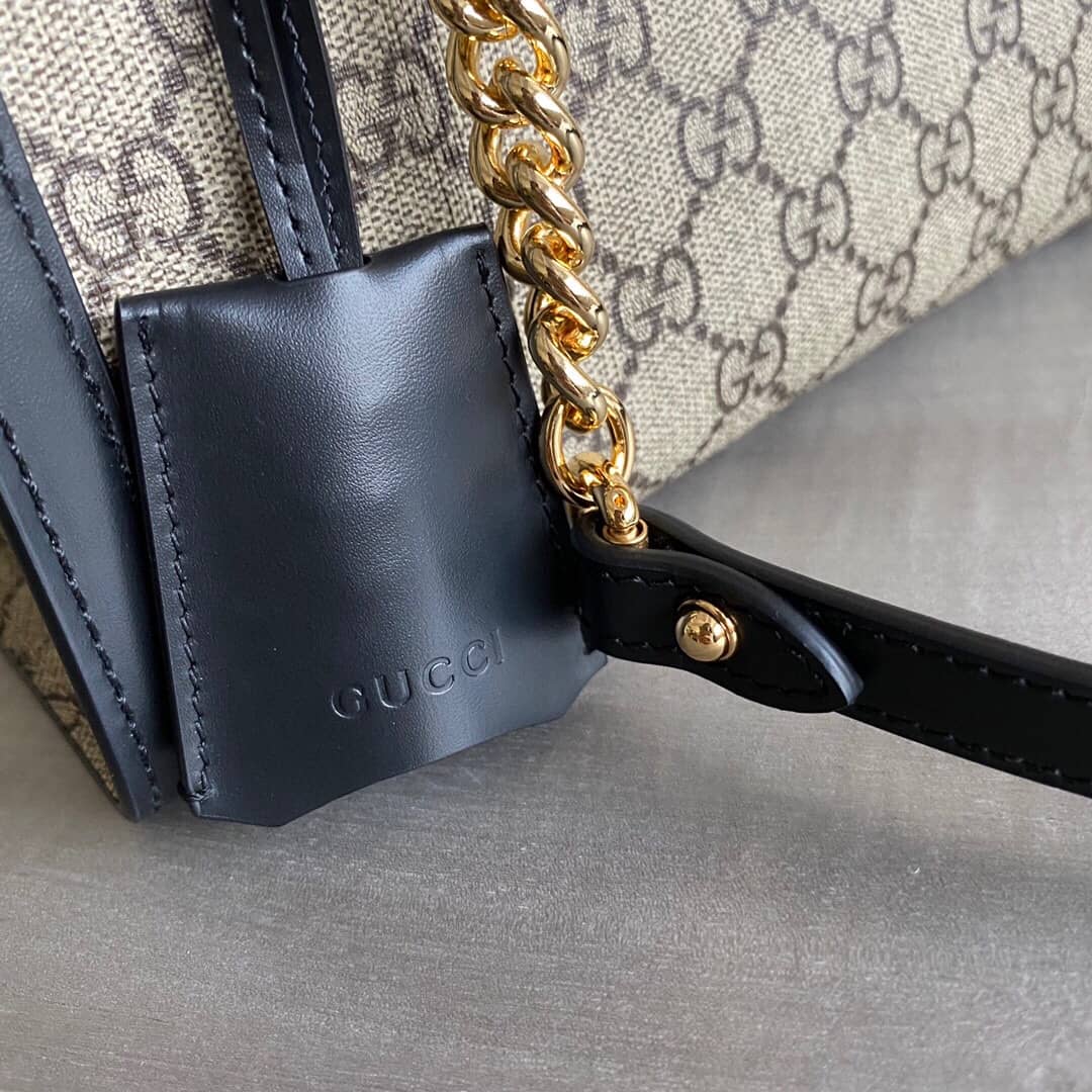 Gucci Padlock Small GG Supreme Canvas Shoulder Bag Replica Black 498156