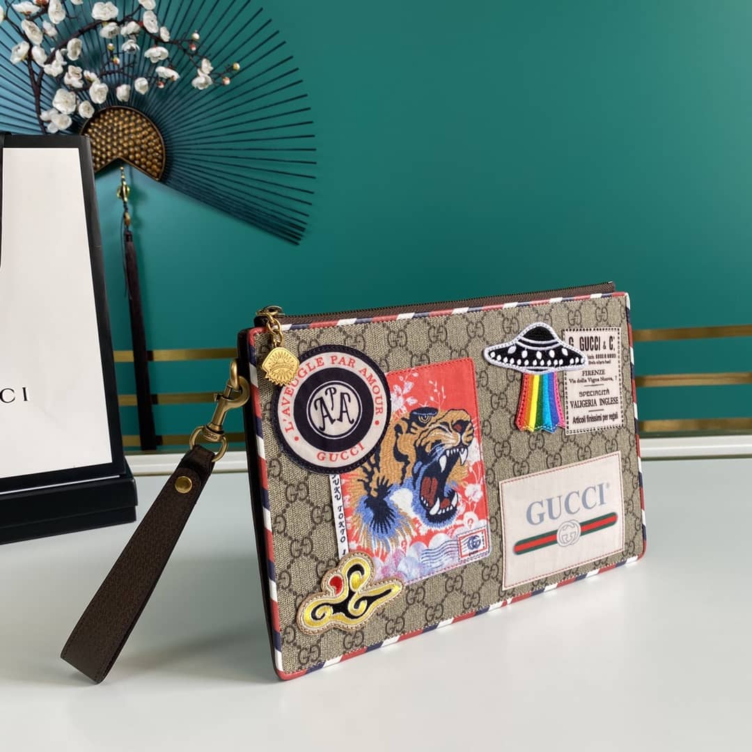 Gucci GG Supreme Monogram Courrier Zip Pouch Replica 473915