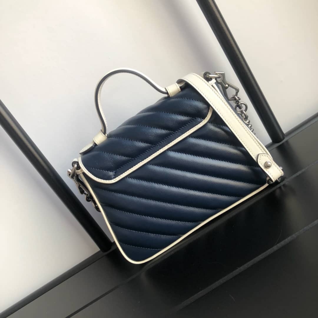 Gucci GG Marmont Mini Top Handle Bag Replica Blue 583571