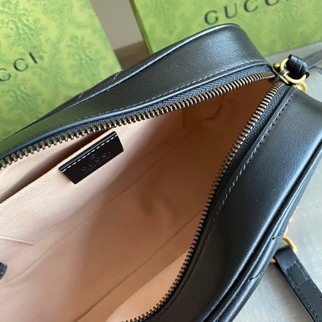 Gucci GG Marmont Small Shoulder Handbag Camera Bag Replica Black 447632