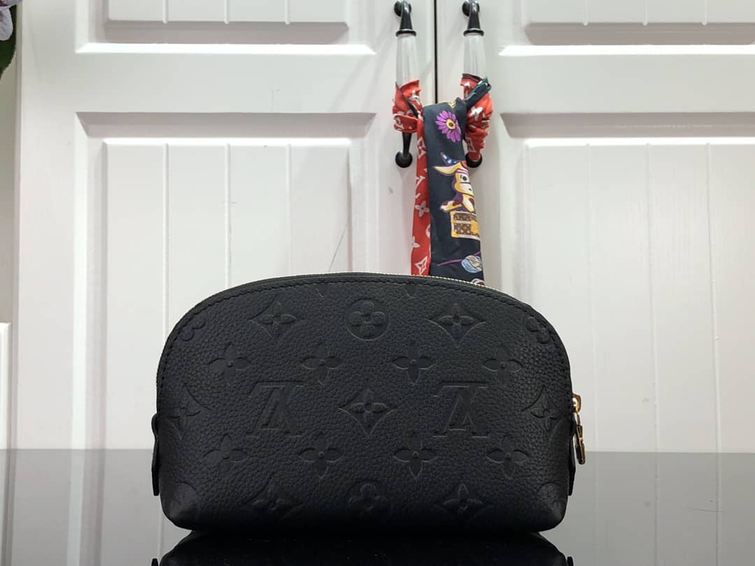 Louis Vuitton Pochette Dupe Monogram Cosmetic Pouch  Black M47515
