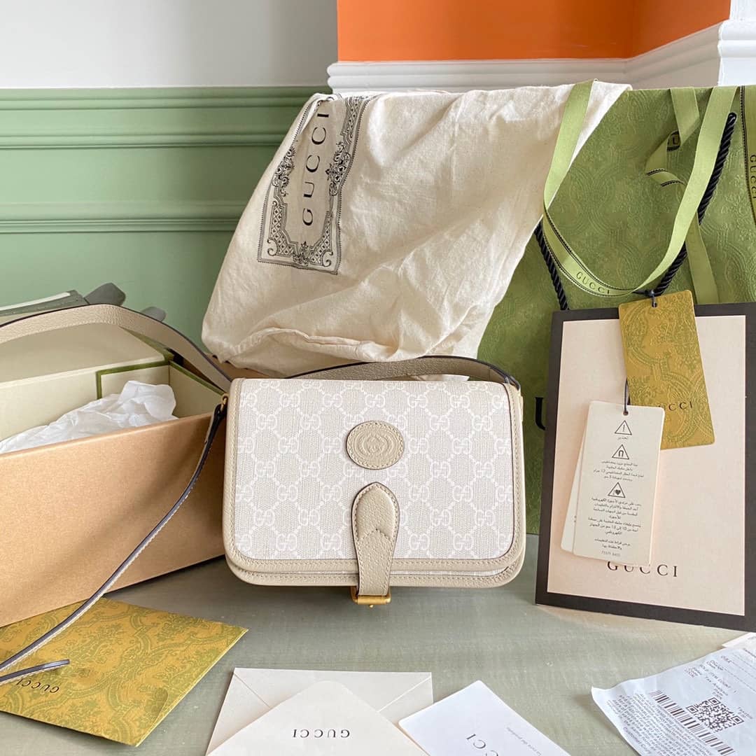 Gucci Mini Shoulder Bag With Interlocking G White 671620 Replica