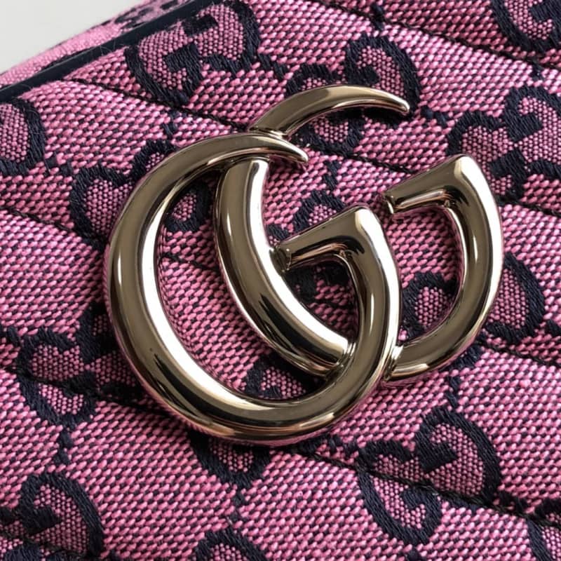 Gucci Handbag Dupes GG Marmont Small Shoulder Handbag Camera Bag Replica Pink 447632