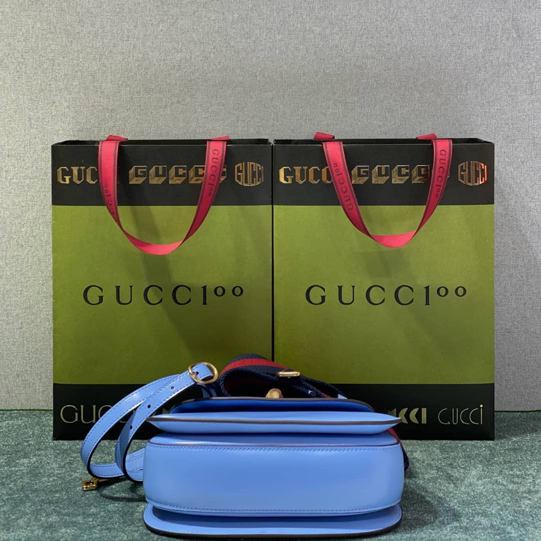 Gucci Bamboo 1947 Small Top Handle Bag 675797 Blue 675797 Replica
