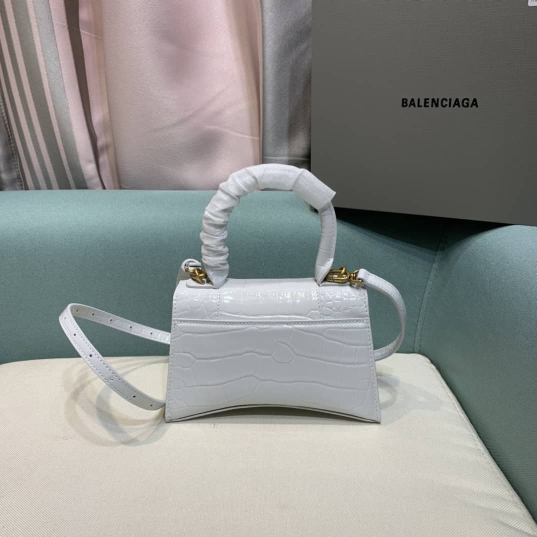 Balenciaga Hourglass Leather Top Handle Replica Bag