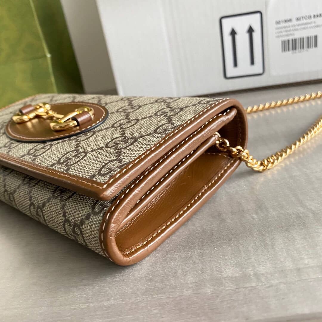 Gucci Horsebit Bag Dupe 1955 Zip Around Wallet With Chain Replica 621888