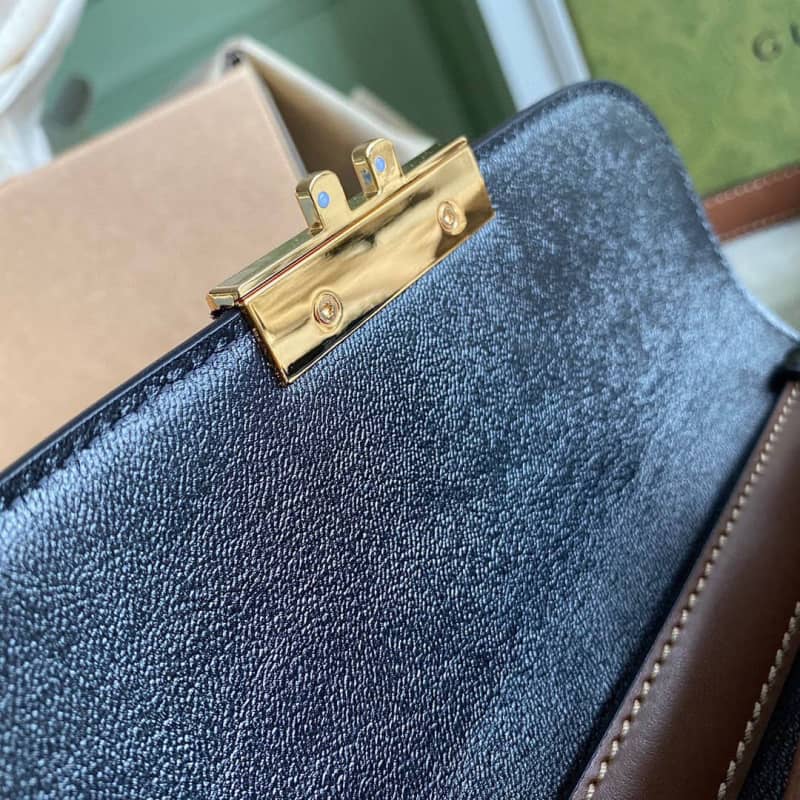 Gucci Padlock Mini GG Supreme Shoulder Bag Replica Black 658487