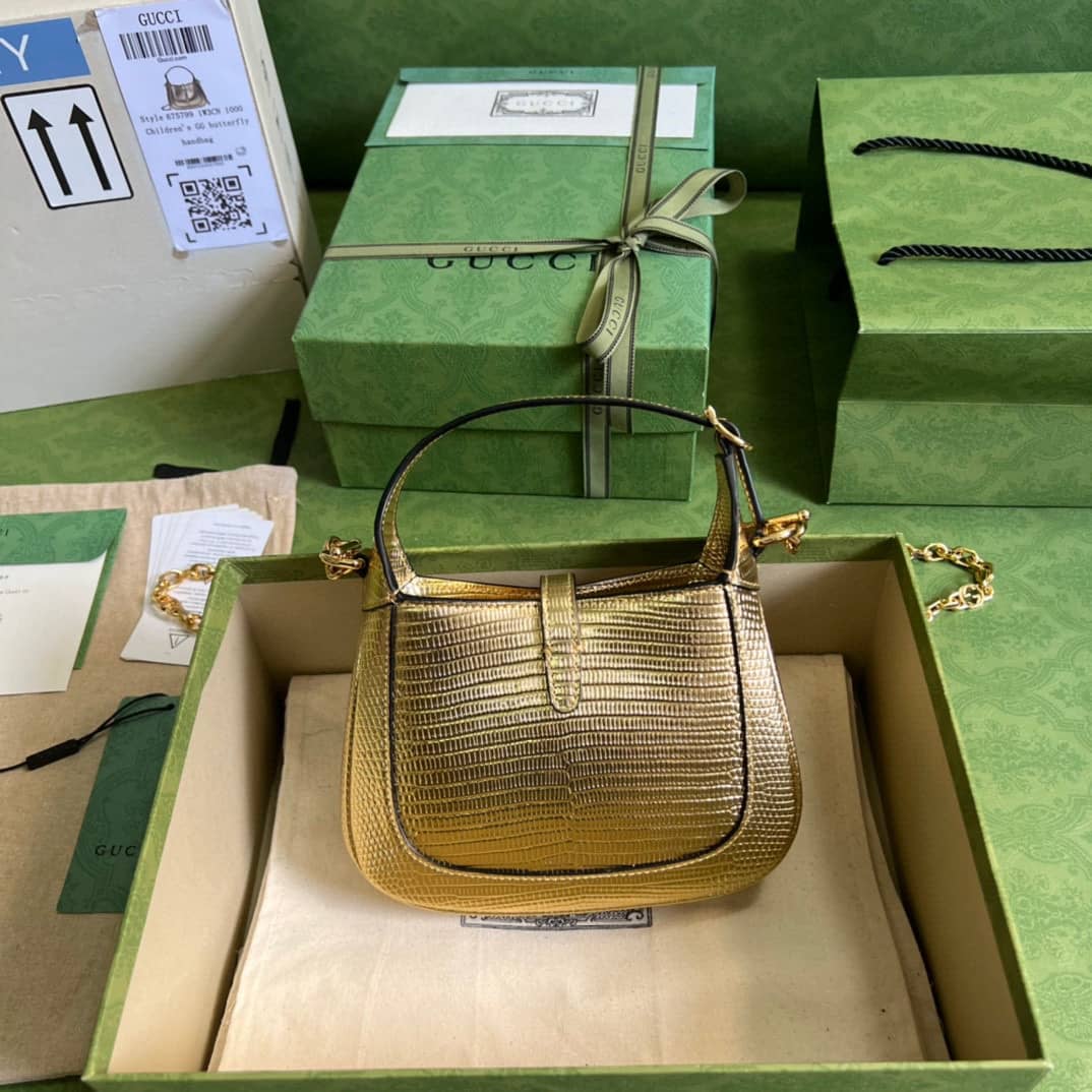 Gucci Jackie 1961 Mini Shoulder Bag Gold Leather 675799 Replica