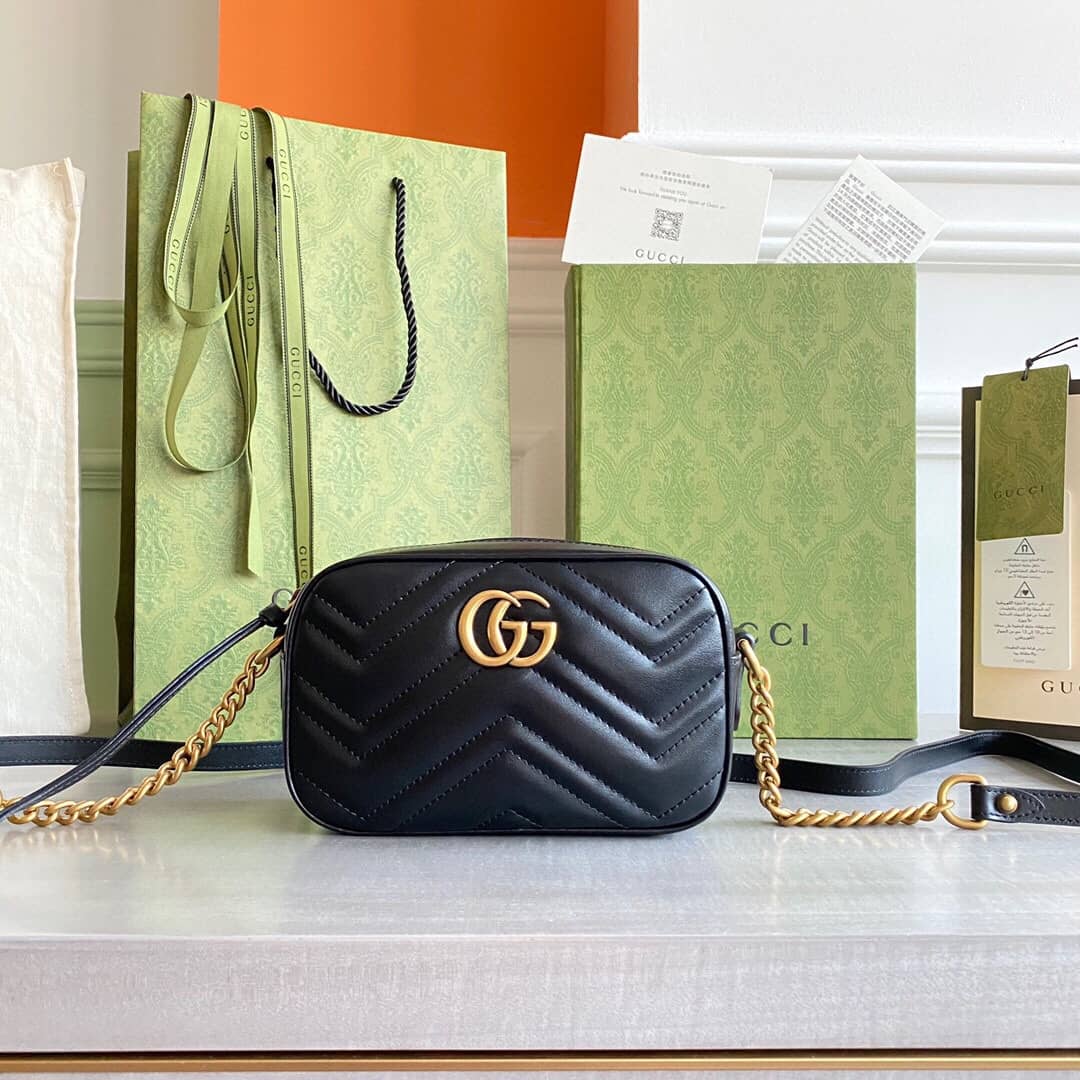 Gucci GG Marmont Matelassé Mini Bag Replica Black 448065