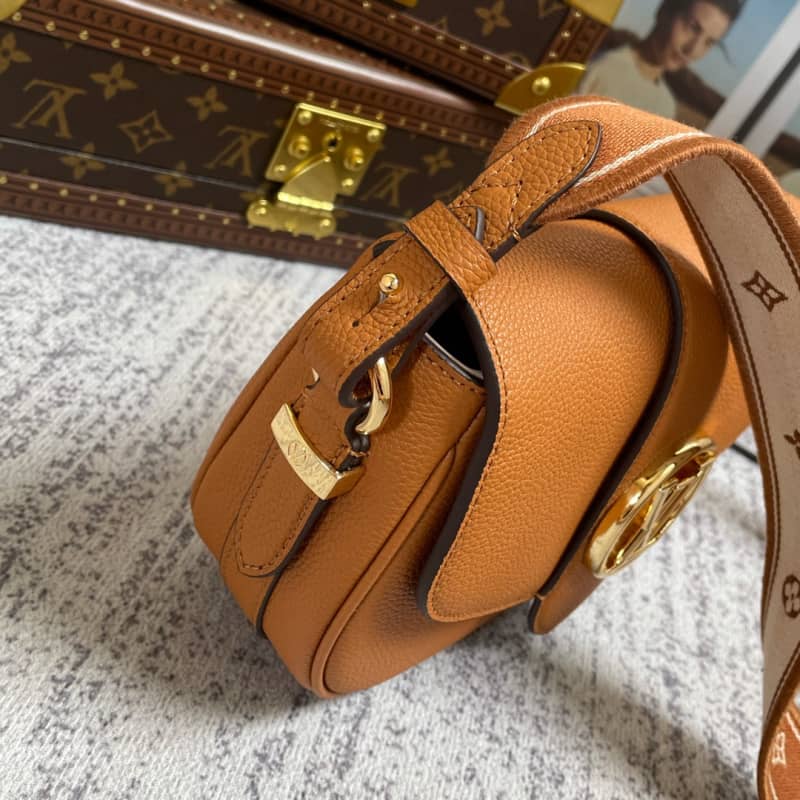 Louis Vuitton Pont 9 Soft MM Grained Calfskin Leather Replica Bag Orange M58968