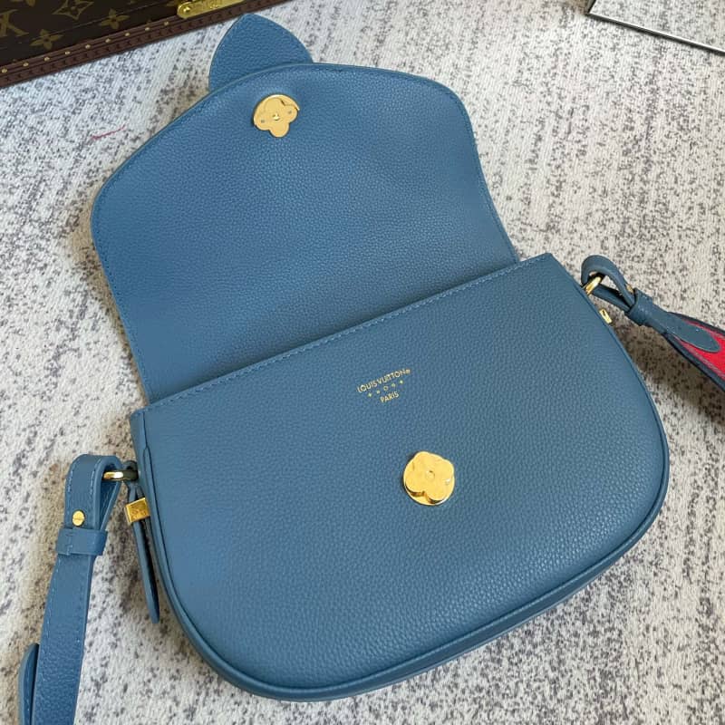 Louis Vuitton Pont 9 Soft MM Grained Calfskin Leather Replica Bag Blue M58968