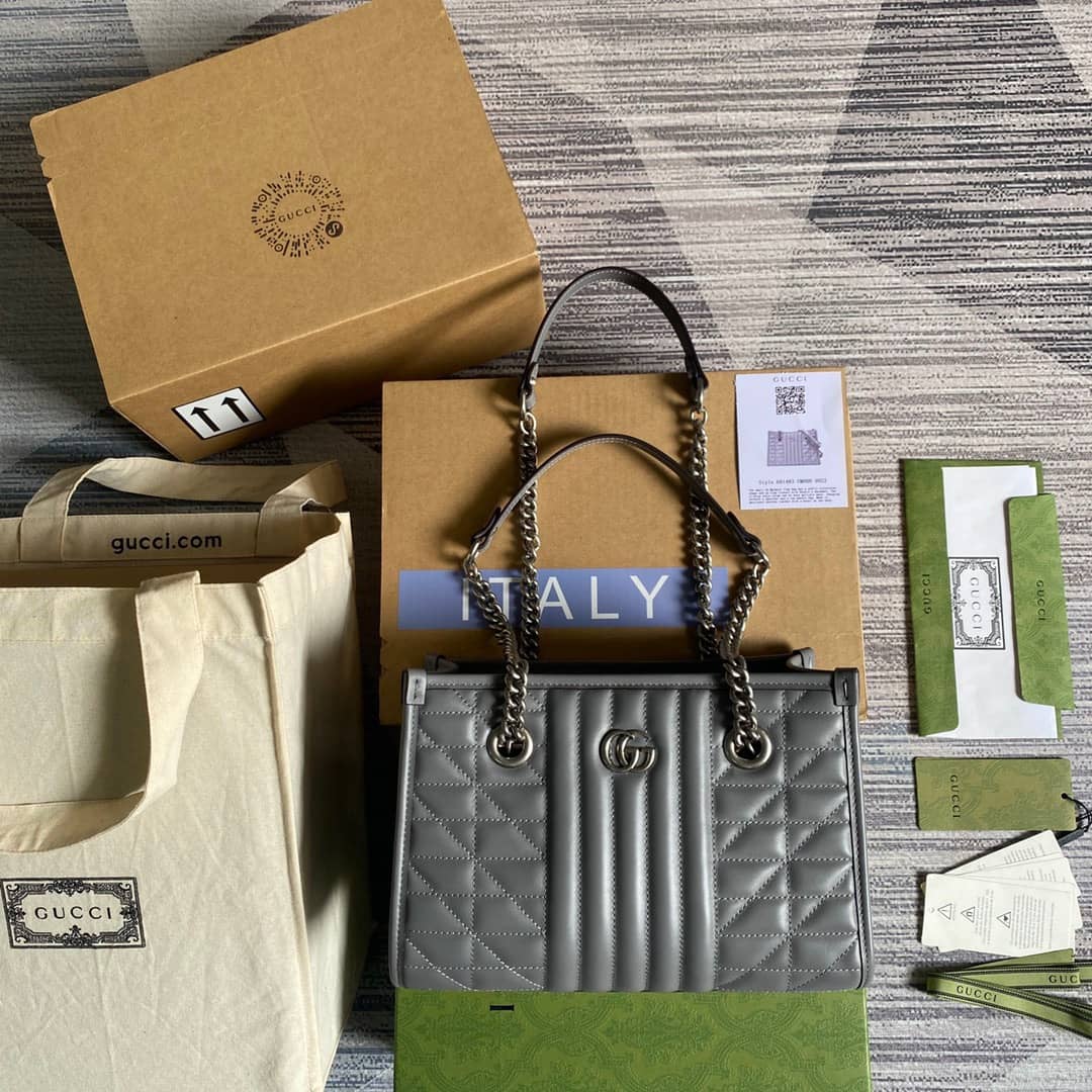 Gucci GG Marmont Small Tote Bag Replica Gray 681483