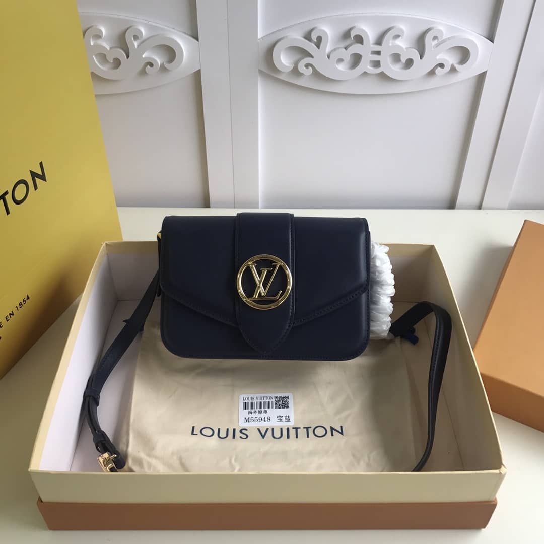 Louis Vuitton Pont9 Neuf Leather Replica Shoulder Bag Blue M55948