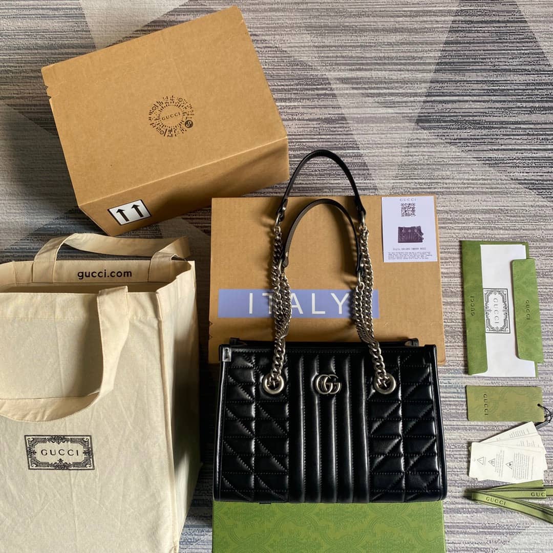 Gucci GG Marmont Small Tote Bag Replica Black 681483