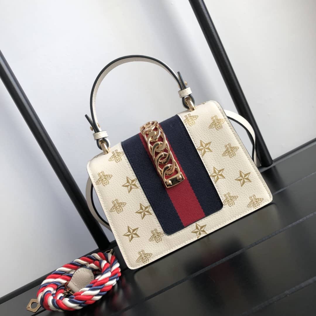 Gucci GG Sylvie Mini Shoulder Bag Replica White 470270
