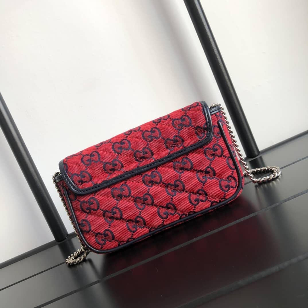 Gucci GG Marmont Matelasse Leather Mini Shoulder Bag Replica Red 476433