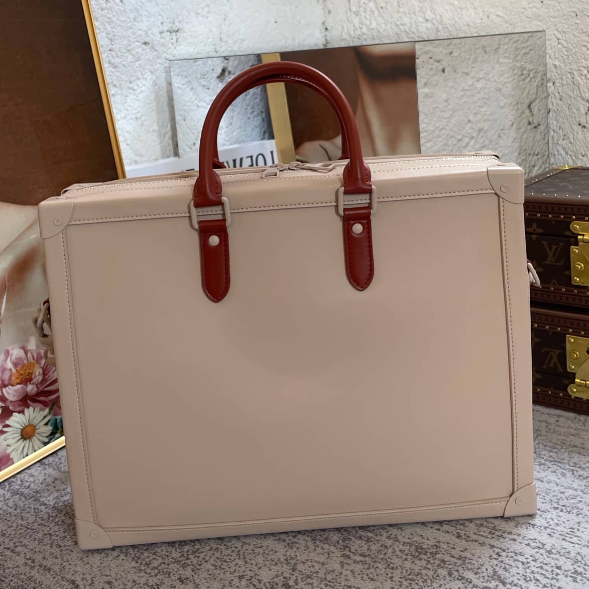 Louis Vuitton Monogram Soft Trunk Replica Briefcase Apricot M44952