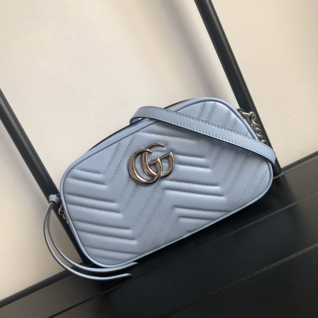 Gucci GG Marmont Small Shoulder Handbag Camera Bag Replica Blue 447632