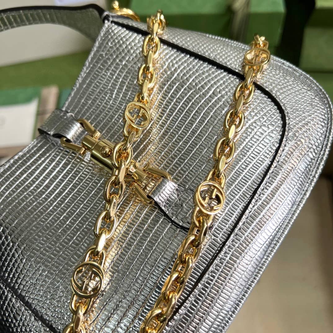 Gucci Jackie 1961 Mini Shoulder Bag Silver Leather 675799 Replica